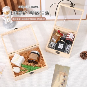 Caja de Regalo de Madera Rectangular de 4.5cm de Alto, Caja de Madera de Pino Hecha a Mano para Guardar Joyas - Product Image 3