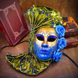 Festa di ballo di Halloween Venice Opera Phantom maschera per il trucco a <span class=keywords><strong>tre</strong></span> fiori tessuto maschera di carnevale - Product Image 4