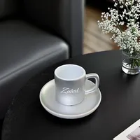 Tasse à café turque personnalisée Ay Gumusu Moon Silver, design traditionnel à pois, idéale pour offrir (Turkish Kahve Fincani)