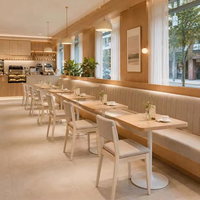 Table de café en bois, banquette rembourrée pour restaurant, ensemble de chaises de salle à manger pour café, bistrot