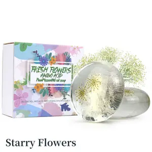 Toptan açık mor çim çiçek Amino asit el yapımı sabun nemlendirici nemlendirici uçucu yağ sabun