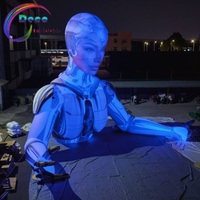 Robot LED Tiup Raksasa Futuristik Humanoid Cyborg untuk Display Iklan Luar Ruangan Komersial Model Tiup