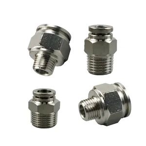 Pneumatic Connector 304 Stainless Steel Quick Plug-in Pneumatic Connector Metal Adapter Pneumatic Fitting Connector