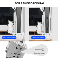 Soporte de Pared Metálico Multifuncional y Estable con Estación de Carga e Indicador LED de Carga para Consola Playstation 5 (Edición con Disco y Digital)