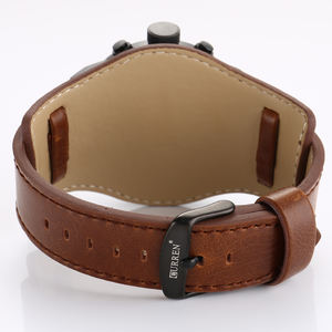 Montres à quartz multifonctions tendance de bonne qualité à bas prix imperméables et chics pour hommes avec bracelet en cuir véritable - Product Image 6