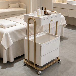Carrito Móvil Metálico Moderno para Salones de Belleza y Clínicas Estéticas, Carrito de Almacenamiento de 4 Ruedas para Procedimientos Cosméticos y Cuidado de la Piel - Product Image 1