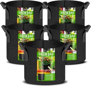 Bolsas de cultivo de tela de fieltro para macetas de aireación, 10 galones para cultivo de plantas en interiores y exteriores