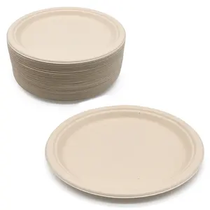 Индивидуальные одноразовые бумажные тарелки из крафт-бумаги, товары для вечеринок, экологически чистые бумажные тарелки и миски из переработанной бумаги