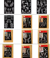 MOQ 10 pièces, Personnalisable, Pochoirs au henné en papier et PVC pour l'art corporel musulman, Tatouages temporaires pour mains, pieds et bras, pour application par trempage, Cadeaux de fête