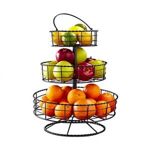 Panier en fil de fer noir de conception standard, de bonne qualité, taille personnalisée, pour le rangement des fruits, par Home Arts - Product Image 1