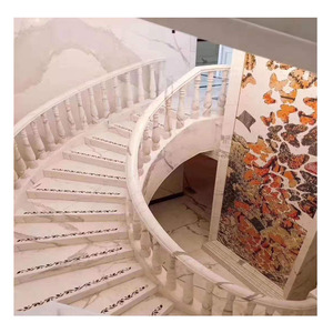 Popular <strong>White</strong> Marble Stairs <strong>Step</strong> &amp; <strong>Riser</strong> for Upstair Interior - Product Image 5
