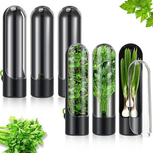 Herb Saver Storage <b>Container</b> Clear Fresh Herb Keeper Tube Cilantro Parsley Scallion Vegetable Preserver Box <b>Refrigerator</b> Kitchen - Product Image 1