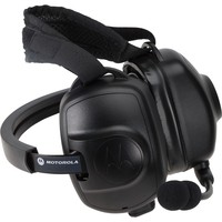 Casque Motorola PMLN6854 à double oreillette arrière la tête pour talkie-walkie radio bidirectionnelle avec microphone à perche 2 broches 24 dB NRR
