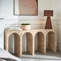Table console moderne en marbre cintrée, écologique et personnalisable, pour hall d'entrée, salon, hôtel – Meuble d'appoint en gros