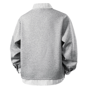 Nouveau sweat-shirt décontracté à manches longues pour homme, grande taille, avec un faux col chemise deux pièces, style high-street américain - Product Image 4