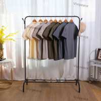 Porte-vêtements en métal, porte-vêtements portable à tige unique pour suspendre les vêtements, porte-vêtements pour chambre à coucher, balcon 43,31 pouces, noir