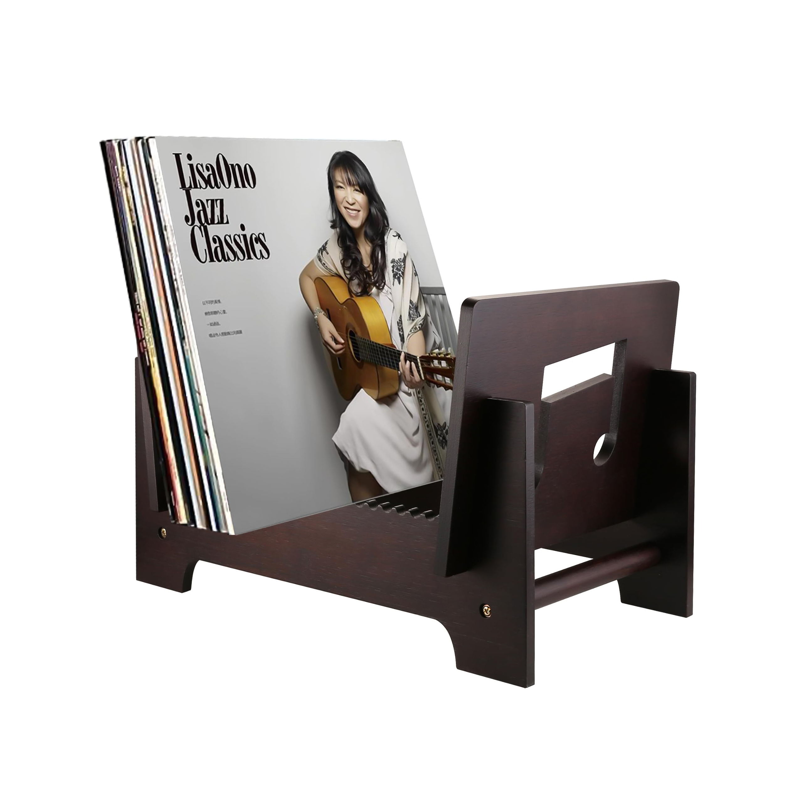 Album Display Bamboo CD Store Rack Non-slip Grooves Sturdy Base Smooth Baffle Vinyl Record Storage Holder Music Record Storage