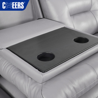 Sofá Seccional Reclinable Eléctrico Moderno de 3 Plazas MANWAH CHEER en Piel Gris, Juego de Muebles de Lujo para Sala de Estar con Mesa Desplegable
