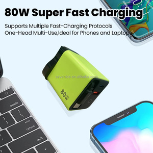 <span class=keywords><strong>Chargeur</strong></span> rapide GaN 80W Type-C PD <span class=keywords><strong>avec</strong></span> prise EU US UK et câble de charge USB-C rétractable, adaptateur mural USB Type C 65W - Product Image 2