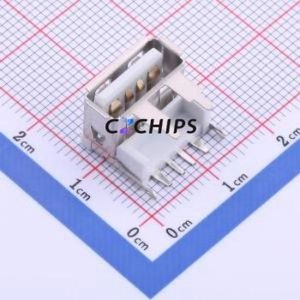 912-212A101CD10200 USB Connector Bent Lead Through Hole Connector Type-A USB 2.0 Female Right Angle Insert - Product Image 1