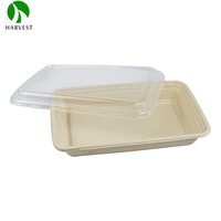 Boîte alimentaire en pulpe biodégradable, résistante à l'eau et à l'huile, avec couvercle en PP pour l'emballage de repas chauds