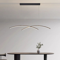 Lustre linéaire en aluminium et silicone de 35,5 pouces, suspension simple en forme d'arc, lampe suspendue pour table à manger, comptoir de bar