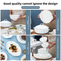 Ensemble de bols, soucoupes et assiettes en porcelaine fine, style minimaliste moderne, résistant au micro-ondes, pièces personnalisables pour cadeaux de mariage et d'anniversaire