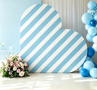 Support de toile de fond en métal 3D en forme de cœur, à rayures bleues, double couche, pour décoration de mariage et de fête, présentoir de photomaton, cadre en aluminium