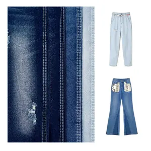 Stock cina tessuto jeans con tessuto semplice TR spandex denim morbido mano sentire tessuto di jeans per vestiti produttore con il commercio all'ingrosso