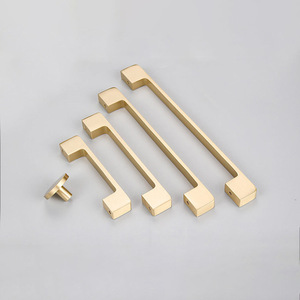 Kosin-8804 Brass nhà bếp phần cứng đánh bóng Brass nhà bếp ngăn kéo kéo chải vàng vuông tủ xử lý tủ quần áo phần cứng - Product Image 5