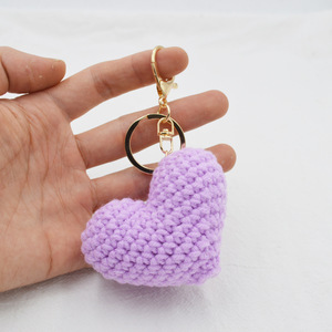Handmade Crochet Đầy Màu Sắc Trái Tim Móc Khóa Vui Vẻ Sang Trọng Keyring Đồ Chơi Cho Túi Trang Trí - Product Image 4