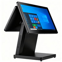 Terminal POS de Doble Pantalla al por Mayor de Fábrica POFX, Pantalla Táctil Principal de 15.6 Pulgadas + Pantalla para Clientes de 11.6 Pulgadas, Lector de Tarjetas MSR, OEM ODM POS
