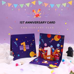 การ์ดขอบคุณงานแฮนด์เมดสำหรับวันครบรอบการทำงาน 3 มิติ 1 ปี พร้อมการตัดแบบไดคัท พิมพ์เคลือบด้าน ดีไซน์ทันสมัย ทำจากกระดาษ - Product Image 2
