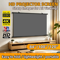 Écran de projection gris suspendu 84-120 pouces, 4K HD 1080P 3D pliable et léger avec barres supérieure et inférieure, OEM ODM