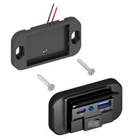 Chargeur universel rapide USB Type-C étanche à la poussière et à l'eau, design intégré pour voiture, bus, camping-car, bateau, 12-24V, double prise QC3.0+PD, coloré