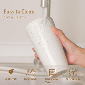 Vente en gros de tasses à <span class=keywords><strong>caf</strong></span>é en céramique de 18 oz, faites à la main, à motif crème mouchetée, avec couvercle monobloc et logo personnalisé, pour <span class=keywords><strong>caf</strong></span>é - Product Image 5