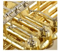 Tuba Rotary Valve JINBAO JBBB-200 Bb dengan Bell 425mm, Lapisan Emas, Kuningan, Instrumen Tiup untuk Pertunjukan Profesional