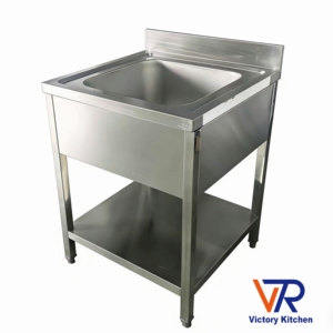 อ่างล้างจานเดี่ยวสแตนเลสคุณภาพสูง VICTORY KITCHEN รุ่น 201 หนา 1.0 มม. ขนาด 70*70*90 ซม. สไตล์ยุโรป สำหรับอุปกรณ์โรงแรม - Product Image 2