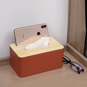 Caja de pañuelos rectangular de madera, almacenamiento multifuncional para sala de estar, coche, baño, diseño moderno, pañuelos extraíbles - Product Image 4