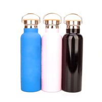 Bouteille d'eau isotherme en acier inoxydable de 500 ml (17 oz) avec couvercle en bambou, bouteille isotherme en acier inoxydable personnalisée de 1000 ml