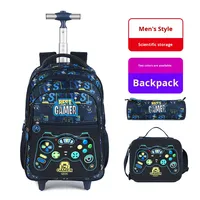 Sac à dos à roulettes décontracté pour étudiants, de grande capacité, léger, pour garçons, pour les voyages en plein air, dessin animé, ensemble de trois pièces