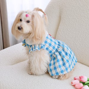 Oether <b>Pet</b> Dog Dress Pink Checkered <b>Collar</b> Spring Comfortable Skirt For Small Dogs - Product Image 2