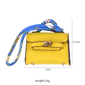 <strong>Mini</strong> K Horizontal <strong>Bag</strong> Keychain Scarf Strap Luxury Microfiber Leather <strong>Mini</strong> <strong>Bag</strong> Charm Portable Coin Purse Earbud Holder For Women - Product Image 2
