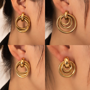 18k Gold Mix articles offrent différentes formes Clip sur boucles d'oreilles en acier inoxydable pour les femmes en gros N2503035 - Product Image 2