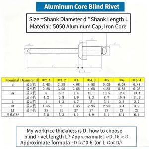Rivets <span class=keywords><strong>Pop</strong></span> en Aluminium Peints de Couleurs pour l'Assemblage de Meubles, l'Utilisation Automobile et les Équipements Extérieurs, Durables - Product Image 6
