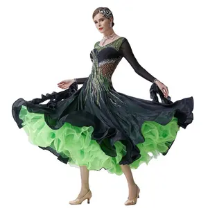 B-19176 Haut De gamme Compétition De Danse De Salon Robe Personnalisé Haute Qualité Femmes Valse Robe Rumba Danse Costumes Robe De Bal Pour Les Filles