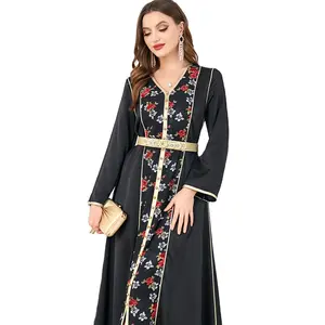 도매 카프 탄 2023 이슬람 드레스 오버 사이즈 카프 탄 v 넥 블랙 드레스 비치 가운 카프 탄 모로코