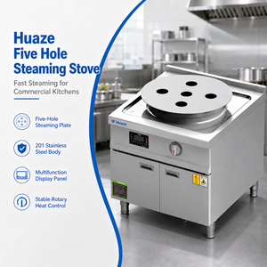Commercial Five Hole Steaming <b>Stove</b> Stainless Steel Electric Bun Steamer with Digital Display for Restaurant Dim Sum Kitchen - Product Image 2