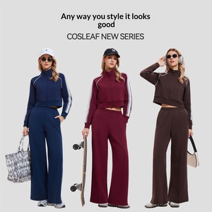 Conjunto Deportivo para Mujer con Chaqueta con Cierre y Cuello Alto y Mangas Cortas Tejidas Laterales para Correr y Uso Deportivo Casual - Product Image 2