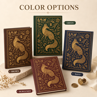 Cuaderno de Tapa Dura Estilo Art Nouveau con Diseño de Zorro, Personalizado al por Mayor, Cuaderno Vintage con Estampado Floral Mate UV, con Páginas Rayadas o en Blanco